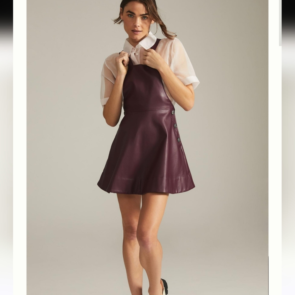 Anthropologie Maeve Faux Leather Pinafore. NEW